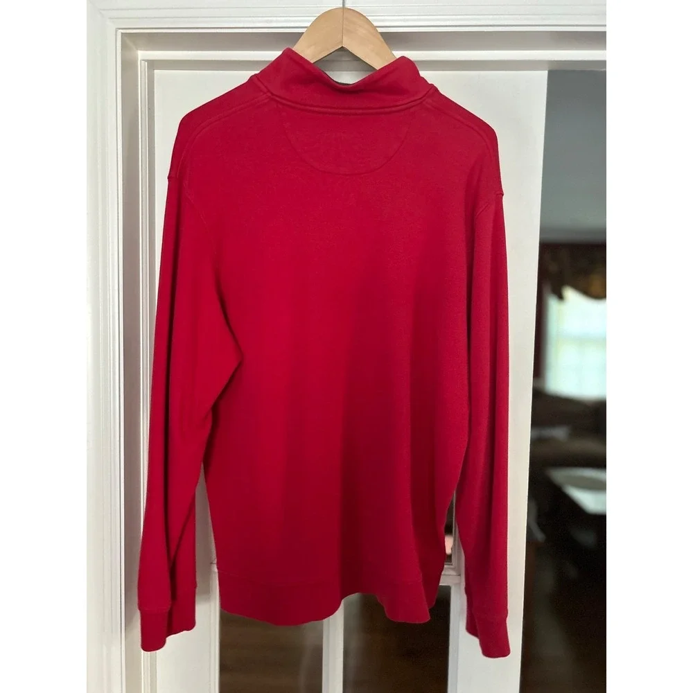 Mens Vineyard Vines 1/4 Zip pullover Red & Navy Large Pima Cotton